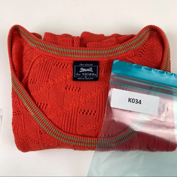 Le  Tigre Orange Lightweight 3/4 Sleeve Sweater - Picture 10 of 10